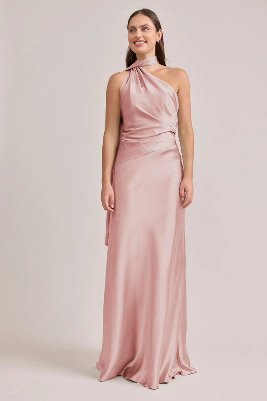 Halter Satin Wrap Wedding Dress - Yihuiw by Yihuiw