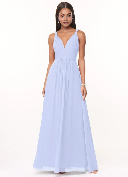 A-Line Spaghetti Strap Chiffon Pleated Wedding Dress - Yihuiw by Yihuiw