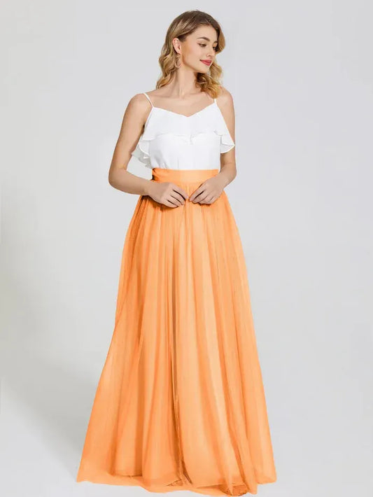 A-Line Spaghetti Strap Tulle Ruffled Wedding Dress - Yihuiw by Yihuiw