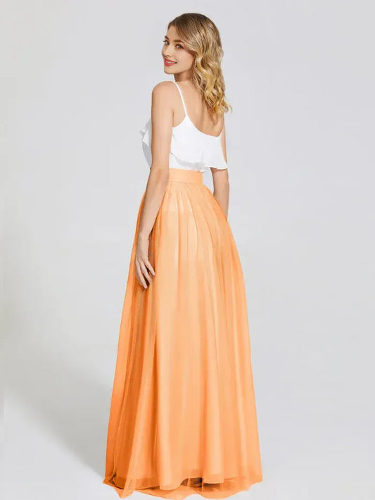 A-Line Spaghetti Strap Tulle Ruffled Wedding Dress - Yihuiw by Yihuiw