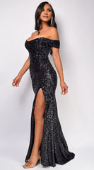 Upscale Mermaid Off-Shoulder Neck Sweetheart Ruched High-Slit Floor-Length Evening Dress