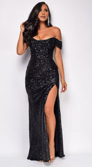 Upscale Mermaid Off-Shoulder Neck Sweetheart Ruched High-Slit Floor-Length Evening Dress