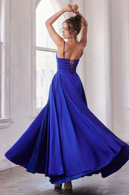 Vibrant Ballgown Square Neck Spaghetti Strap Lace Up Back Floor Length For Sale Prom Dress by YiHuiw