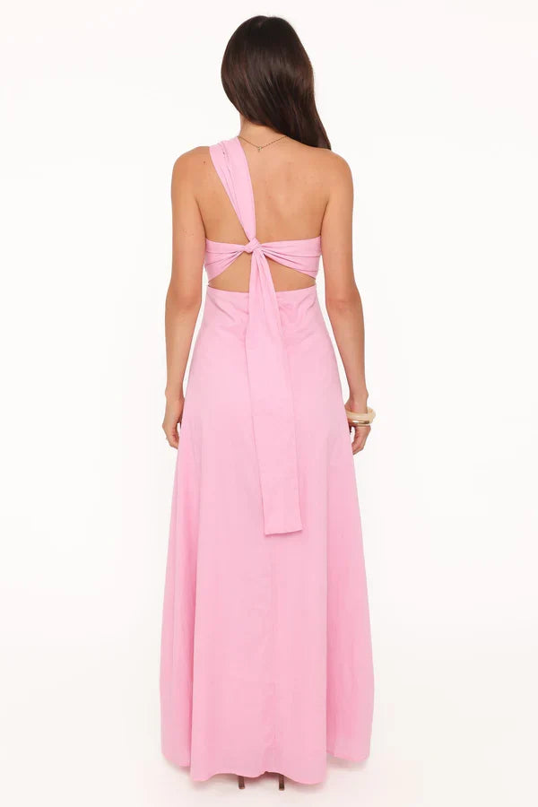 One-Shoulder Cutout Floor-Length Wedding Dress - Yihuiw by Yihuiw