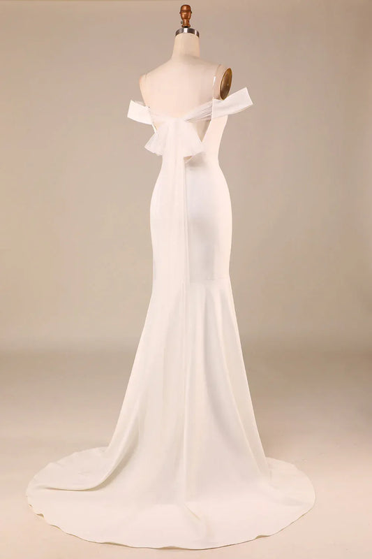Mermaid Crepe Train Wedding Dress - Yihuiw by Yihuiw