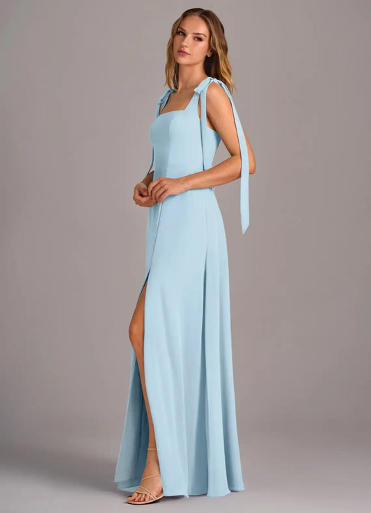 A-Line Square Neck Sleeveless Floor-Length Wedding Dress - Yihuiw by Yihuiw