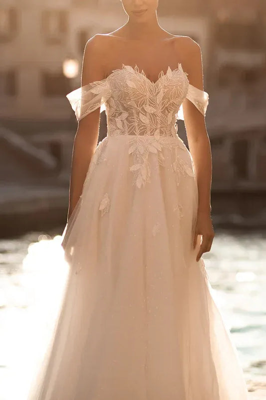 A-Line Sweetheart Floor-Length Wedding Dress - Yihuiw by Yihuiw