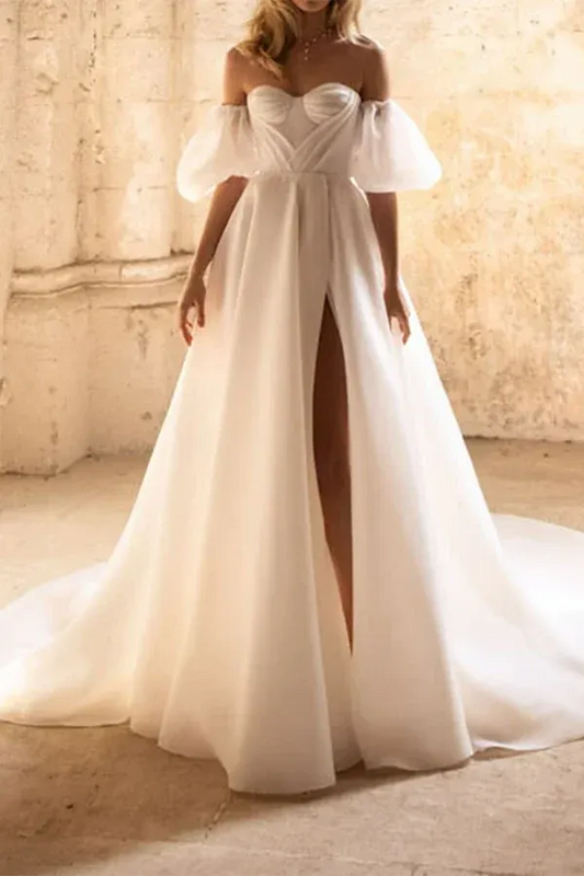 A-Line Sweetheart Chiffon Floor-Length Wedding Dress - Yihuiw by Yihuiw