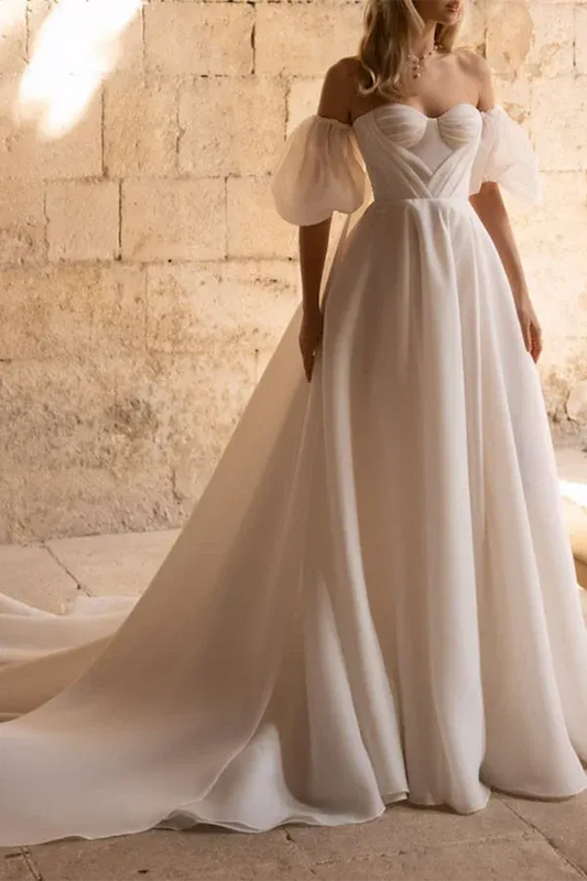 A-Line Sweetheart Chiffon Floor-Length Wedding Dress - Yihuiw by Yihuiw