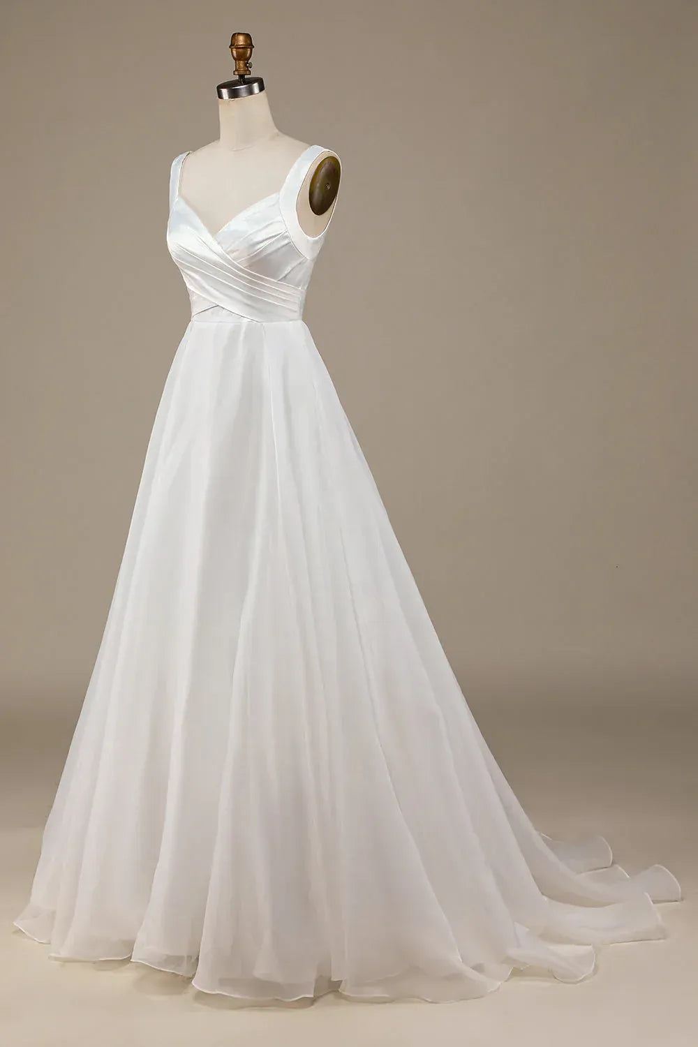 A-Line Satin Wrap Wedding Dress - Yihuiw by Yihuiw