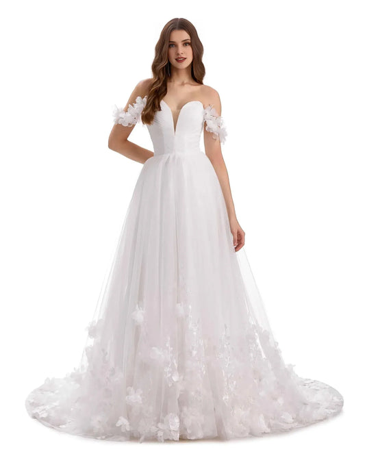 A-Line Sweetheart Floor-Length Wedding Dress - Yihuiw by Yihuiw