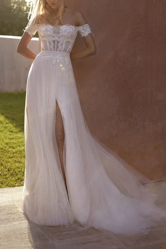 A-Line Floor-Length Wedding Dress - Yihuiw by Yihuiw