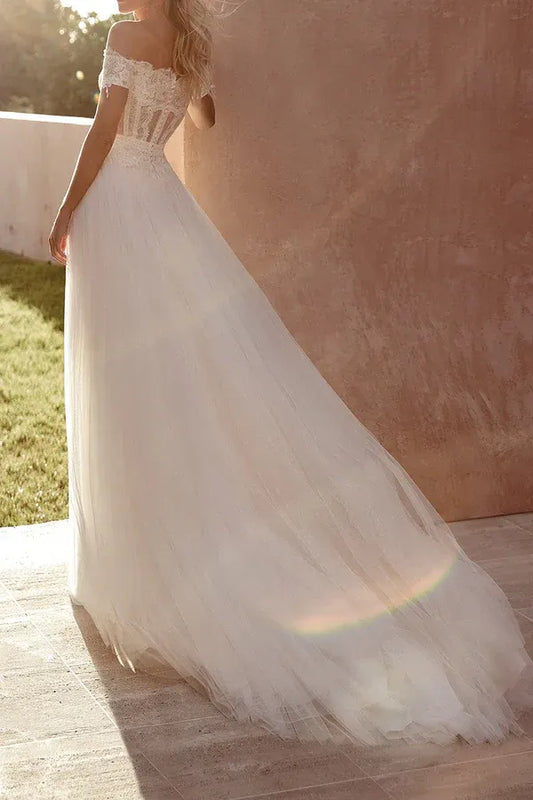 A-Line Floor-Length Wedding Dress - Yihuiw by Yihuiw