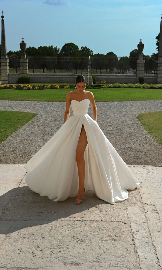 A-Line Sweetheart Floor-Length Wedding Dress - Yihuiw by Yihuiw