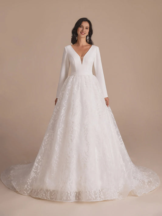 Ball Gown Floor-Length Wedding Gown - Yihuiw by Yihuiw