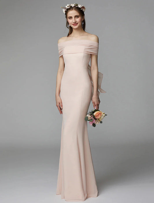 Mermaid / Trumpet Bridesmaid Dress Strapless Sleeveless Backless Floor Length Chiffon with Sash / Ribbon / Pleats by YiHuiw