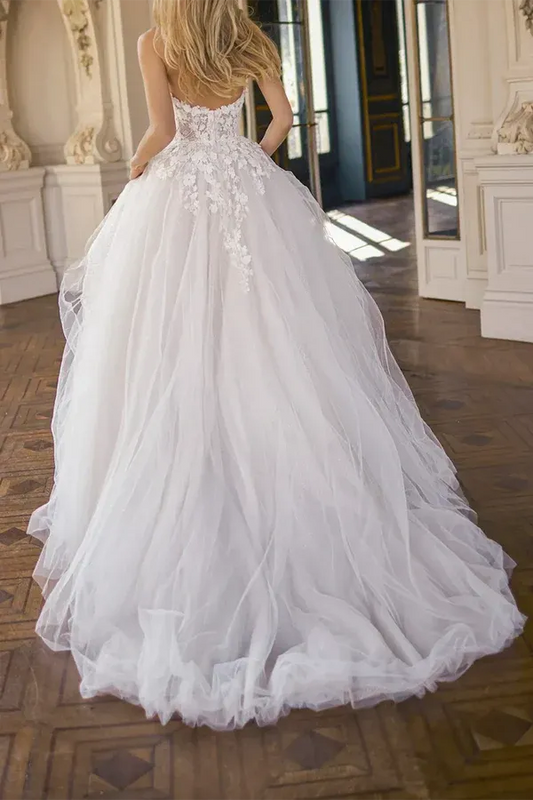 A-Line Sweetheart Floor-Length Wedding Dress - Yihuiw by Yihuiw
