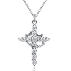 Christian Religious Symbola Drop Classic Crown & Cross Pendant Choker Easter Necklace For Women Pretty Crown Cross Necklace