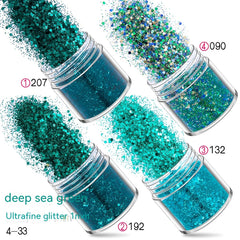 Green Manicure Set 12 Colors Mixed Nail Sequins Glitter Powder Gradient Laser Powder