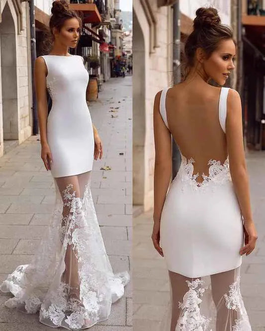 Mermaid Sleeveless Floor-Length Wedding Dress - Yihuiw by Yihuiw