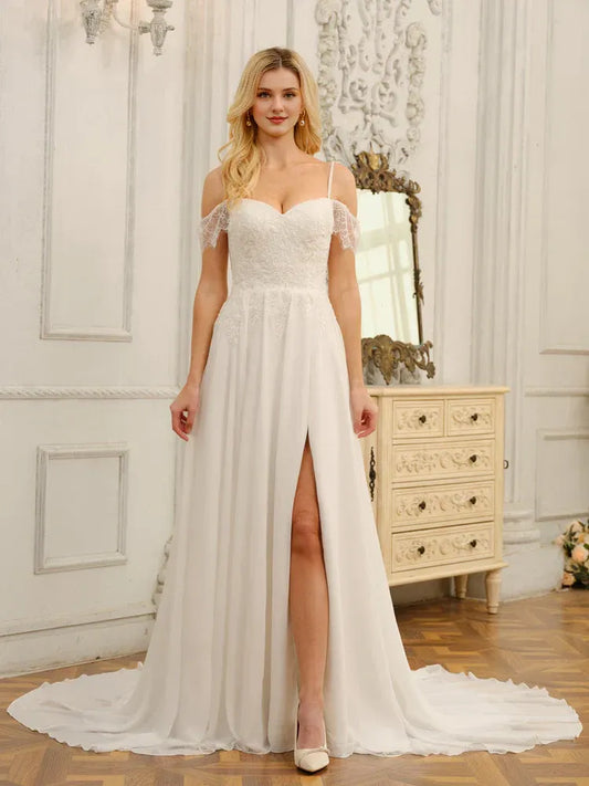 A-Line Sweetheart Floor-Length Wedding Dress - Yihuiw by Yihuiw