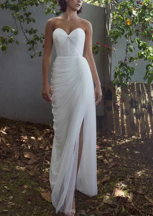 Sheath Sweetheart Floor-Length Wedding Dress - Yihuiw by Yihuiw