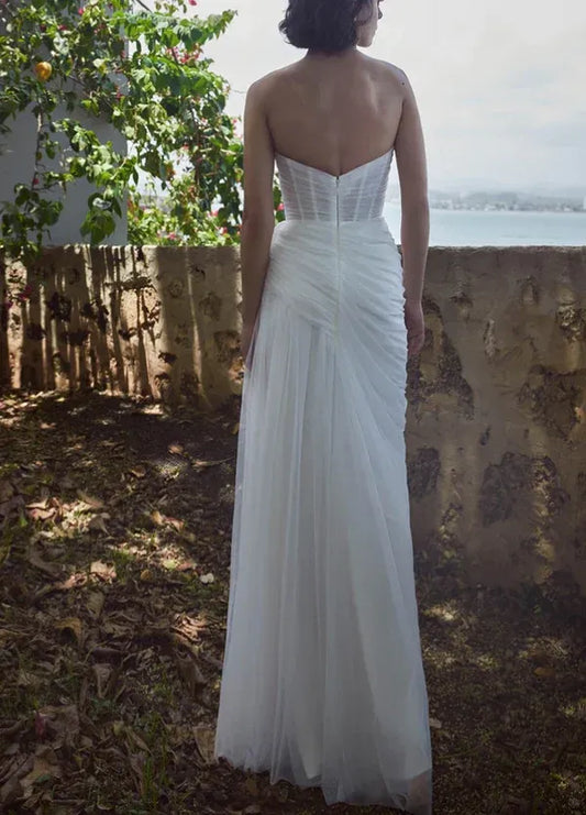 Sheath Sweetheart Floor-Length Wedding Dress - Yihuiw by Yihuiw
