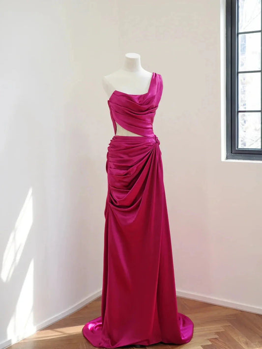 elegant long satin Prom dress evening dress simple gentle atmospheric and unique desi Bring summer colors to enhance whiteness by YiHuiw