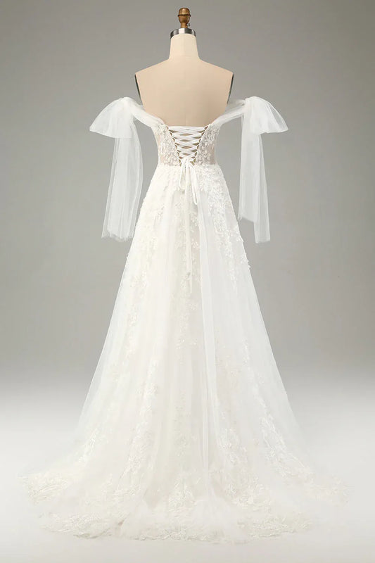A-Line Floor-Length Wedding Dress - Yihuiw by Yihuiw