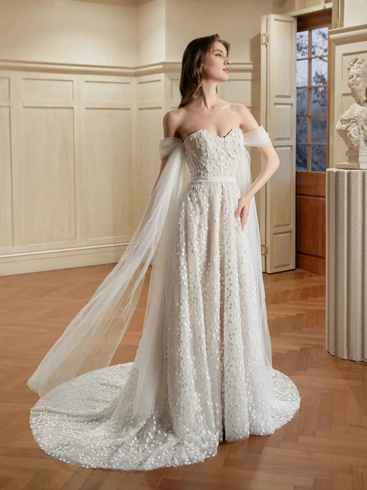 A-Line Sweetheart Floor-Length Wedding Dress - Yihuiw by Yihuiw