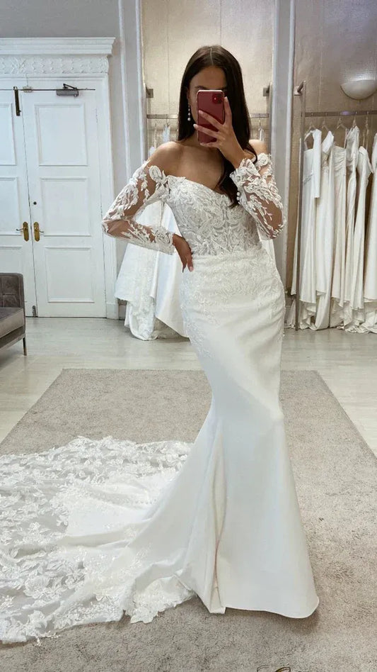 Mermaid Lace Floor-Length Wedding Dress - Yihuiw by Yihuiw