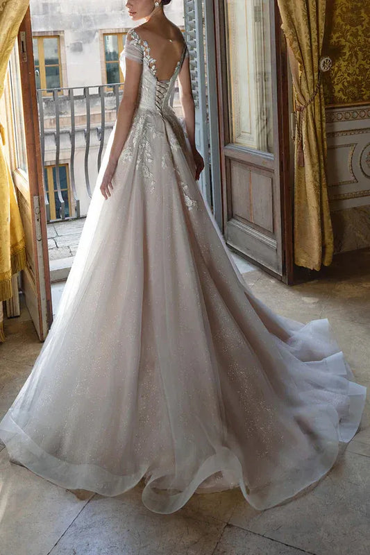 A-Line Floor-Length Wedding Dress - Yihuiw by Yihuiw