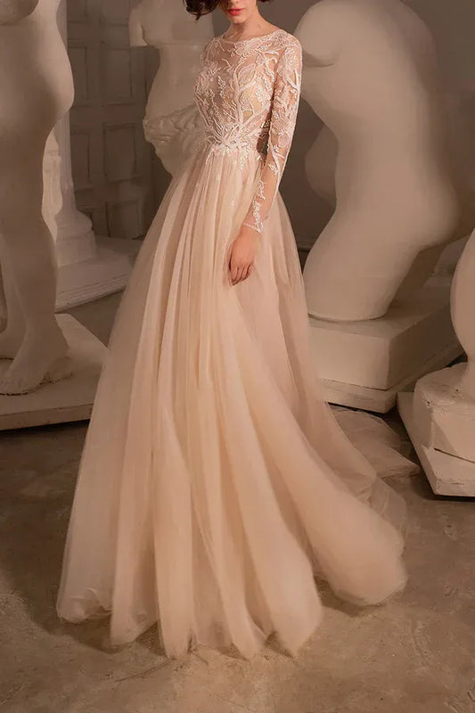 A-Line Floor-Length Wedding Dress - Yihuiw by Yihuiw