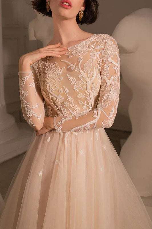 A-Line Floor-Length Wedding Dress - Yihuiw by Yihuiw