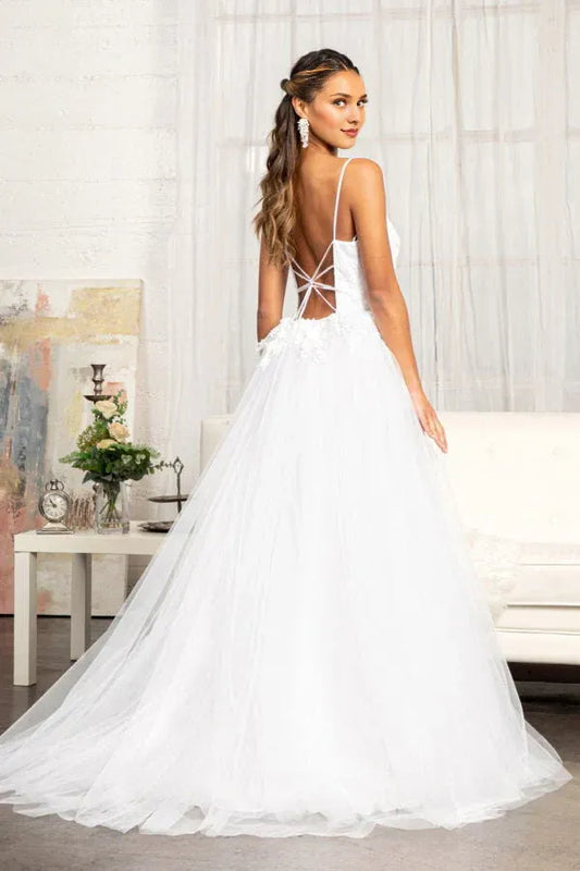 A-Line Spaghetti Strap Floor-Length Wedding Dress - Yihuiw by Yihuiw