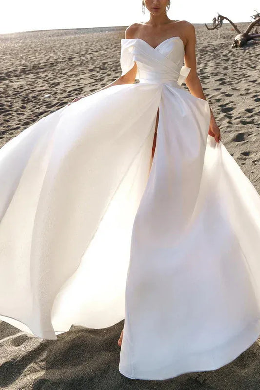 A-Line Sleeveless Floor-Length Wedding Dress - Yihuiw by Yihuiw