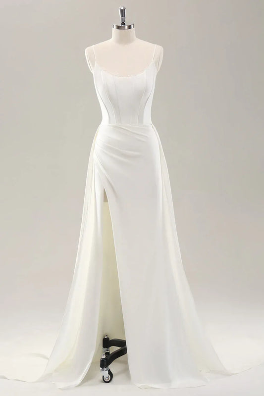 A-Line Spaghetti Strap Floor-Length Wedding Dress - Yihuiw by Yihuiw