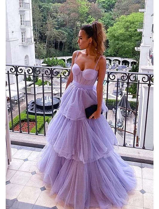 Ball Gown Prom Dresses Vintage Dress Formal Wedding Guest Floor Length Sleeveless Sweetheart Tulle Backless with Pleats Ruched by YiHuiw