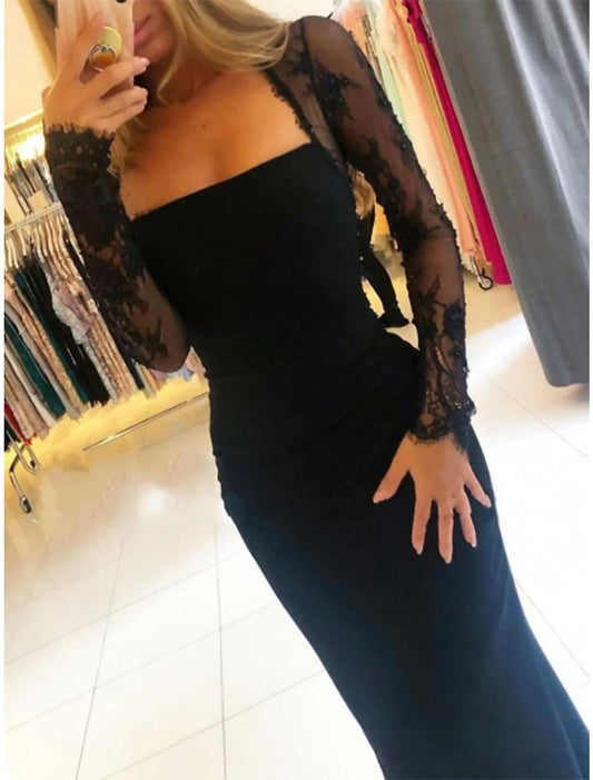 Mermaid / Trumpet Prom Dresses Open Back Dress Formal Court Train Long Sleeve Strapless Fabric Backless with Beading Appliques by YiHuiw