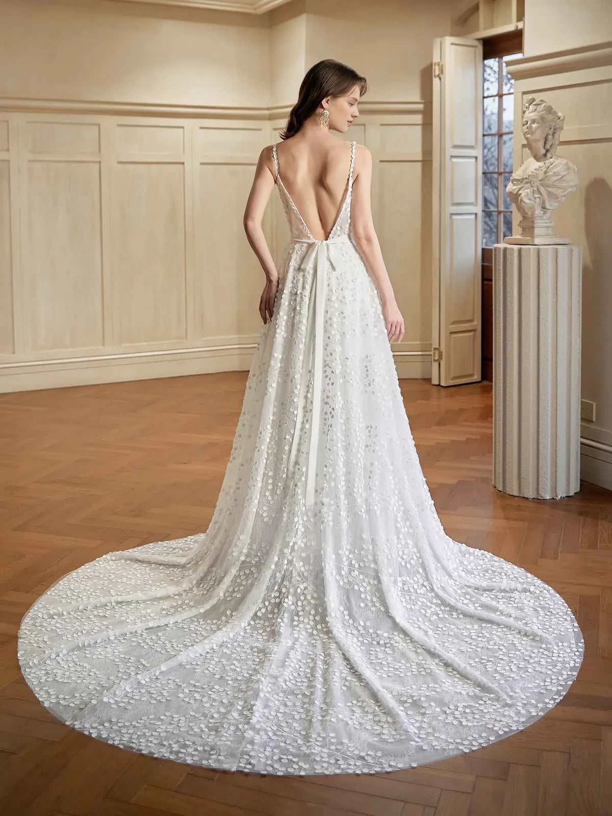 A-Line Spaghetti Strap Floor-Length Wedding Dress - Yihuiw by Yihuiw