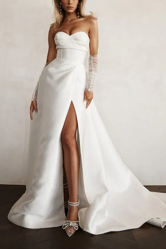 A-Line Sweetheart Floor-Length Wedding Dress - Yihuiw by Yihuiw