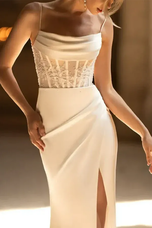 Mermaid Spaghetti Strap Floor-Length Wedding Dress - Yihuiw by Yihuiw