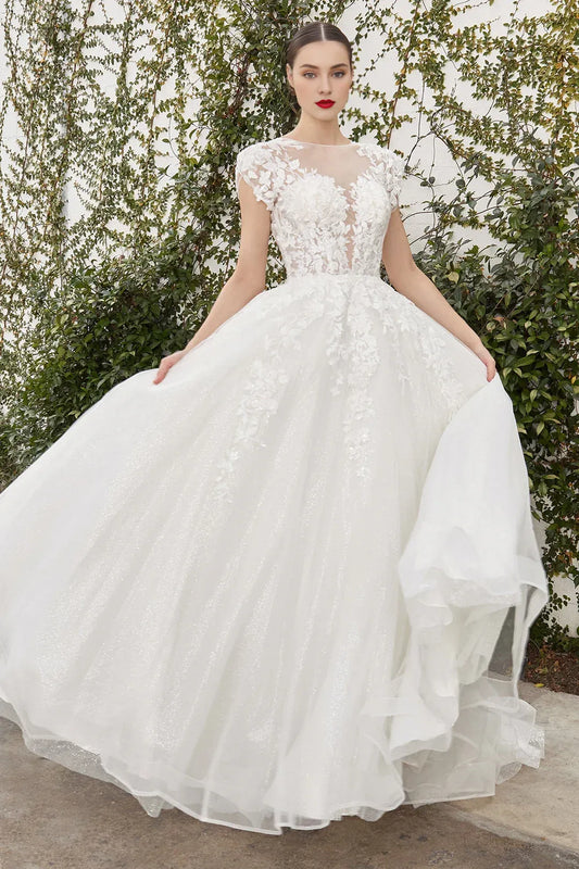 A-Line Illusion Floor-Length Wedding Dress - Yihuiw by Yihuiw