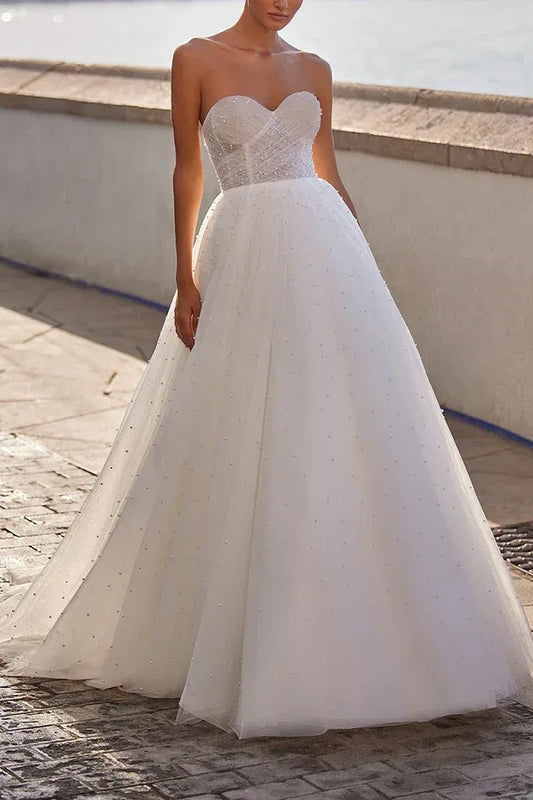 A-Line Floor-Length Wedding Dress - Yihuiw by Yihuiw