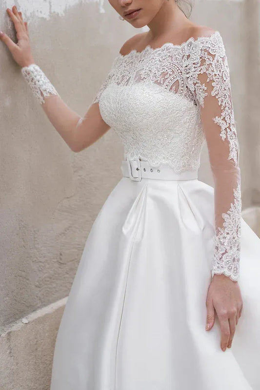 A-Line Floor-Length Wedding Dress - Yihuiw by Yihuiw