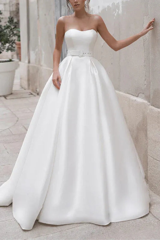 A-Line Floor-Length Wedding Dress - Yihuiw by Yihuiw