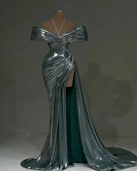 rhinestone long satin mermaid sexy prom dress evening dress party dress simple gentle atmospheric and unique desi Bring summer colors to enhance whiteness by YiHuiw