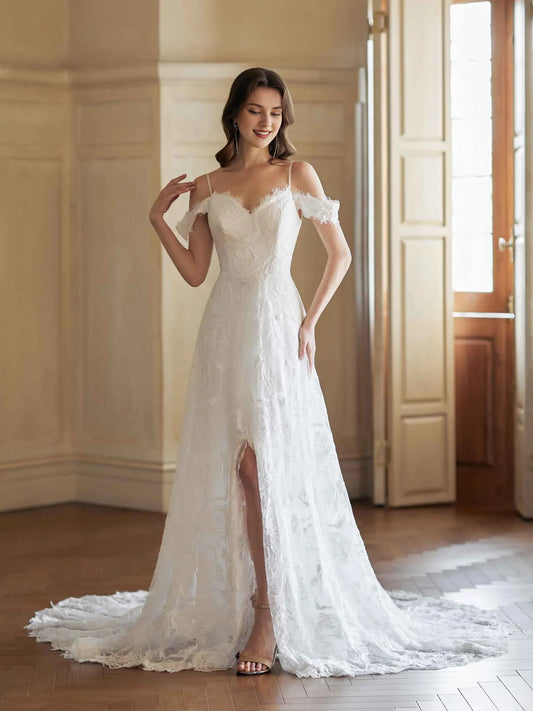 A-Line Sweetheart Floor-Length Wedding Dress - Yihuiw by Yihuiw