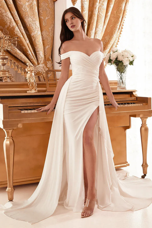 Mermaid Off-Shoulder Floor-Length Wedding Dress - Yihuiw by Yihuiw
