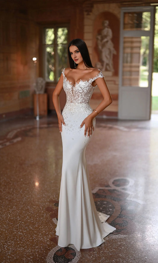 Mermaid Lace Floor-Length Wedding Dress - Yihuiw by Yihuiw